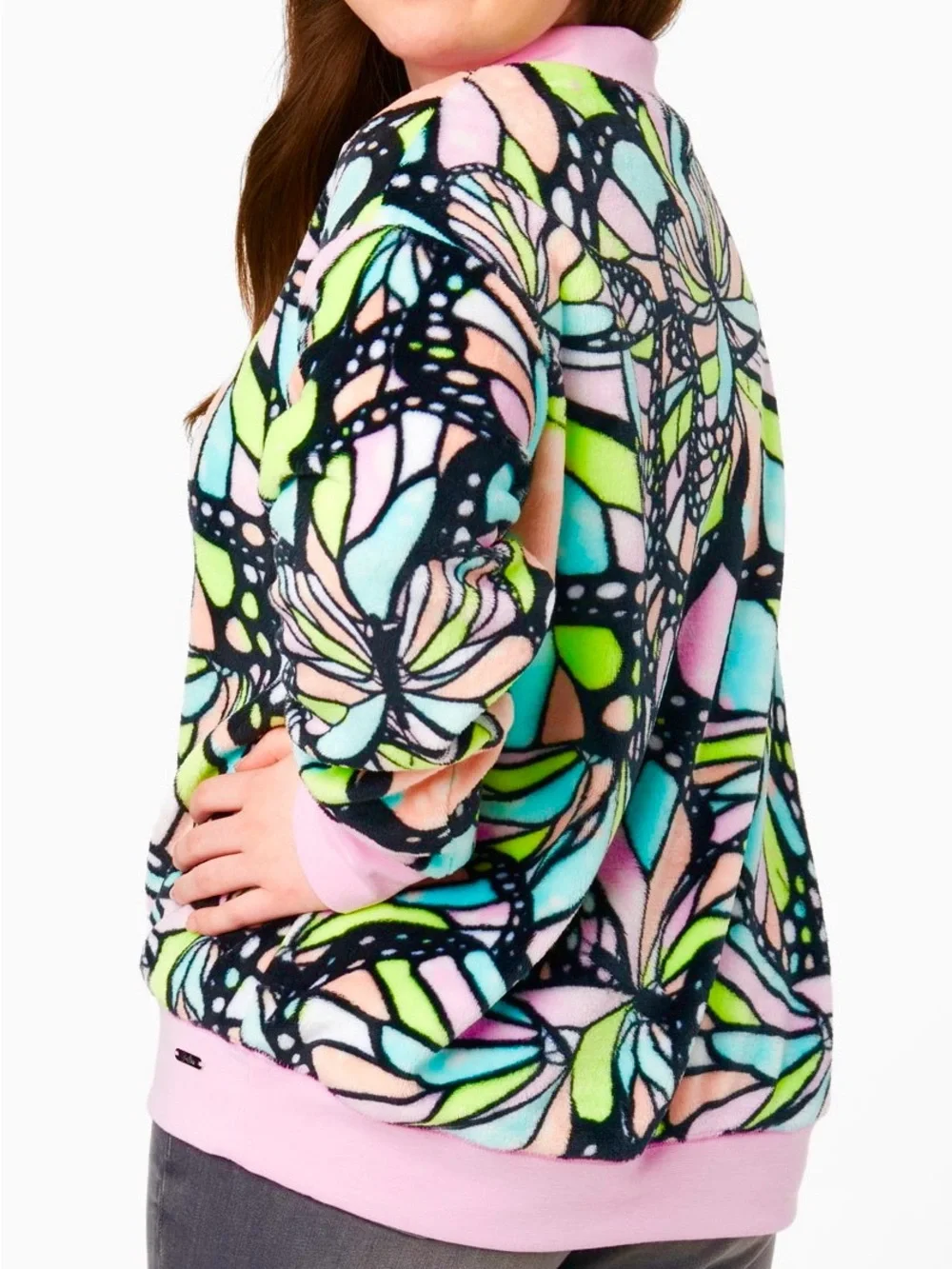 Justice Sweatshirt Fleece Color Full Mock Neck Half-Zip Long Sleeve Stretch